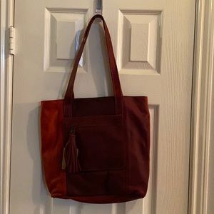 Dark red leather tote by Lisa Leonard